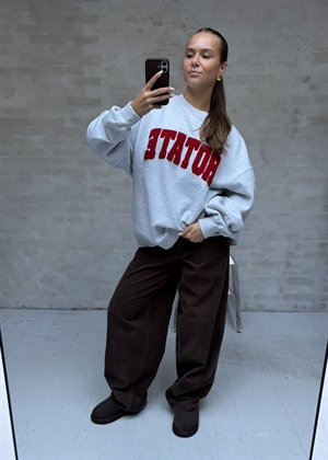 Iris heavy crewneck sweat Light Grey Melange/Red ROTATE